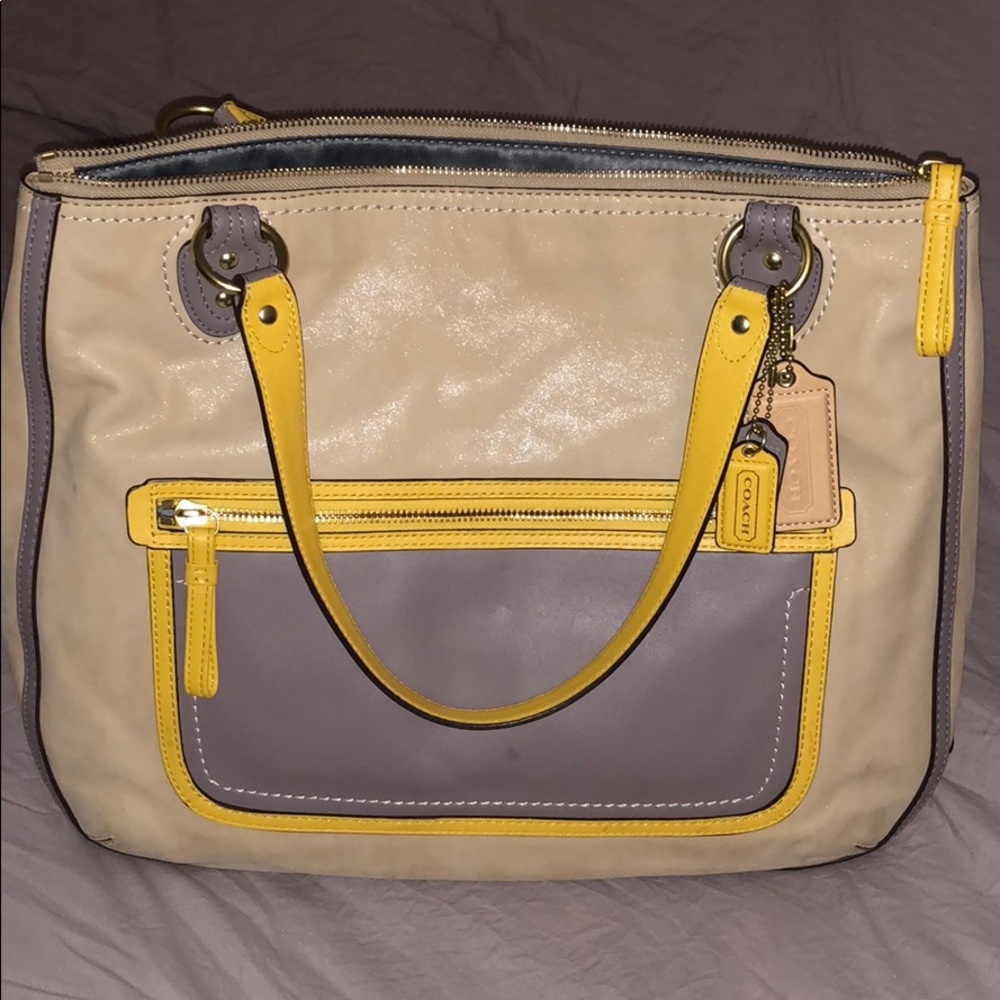 Coach color block tote
